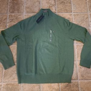 TOMMY HILIFGER Men's Green Quarter Zip up Sweater